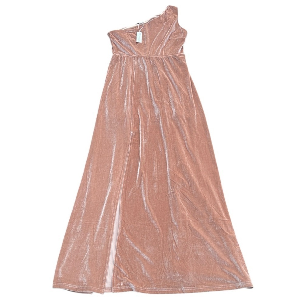 NWT Baltic Born Tatiana Velvet One Shoulder Maxi Dress Champagne Size Large - Picture 4 of 11